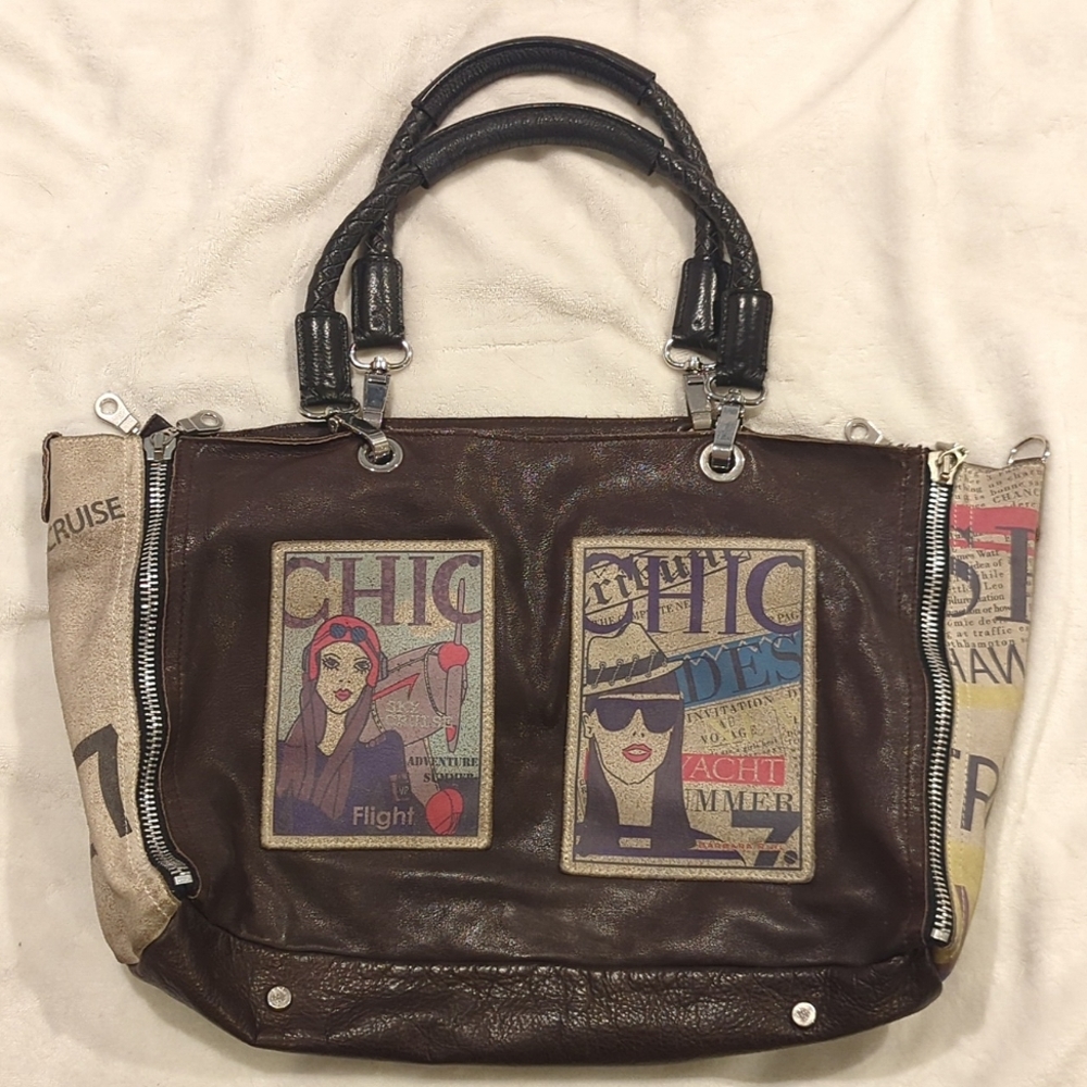 Brown leather handbag Barbara Rihl